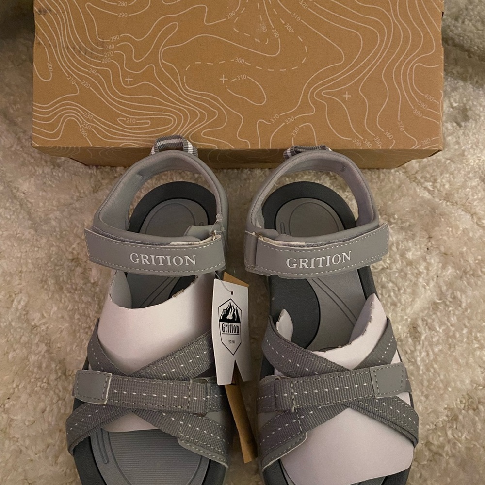 Women's Gray and White Sandals